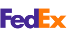 FedEx logo in purple and orange displays in logo carousel featuring world-class client companies of Angela V. Fox Coaching.